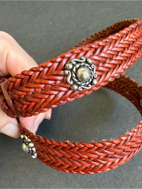 Vintage Brown Woven Leather Belt Braided Western Cowgirl Festival Womens Small‎ main image 5